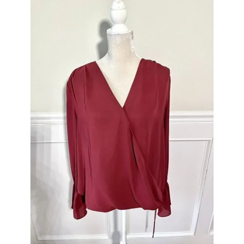 Trouve Maroon Crossover Blouse L